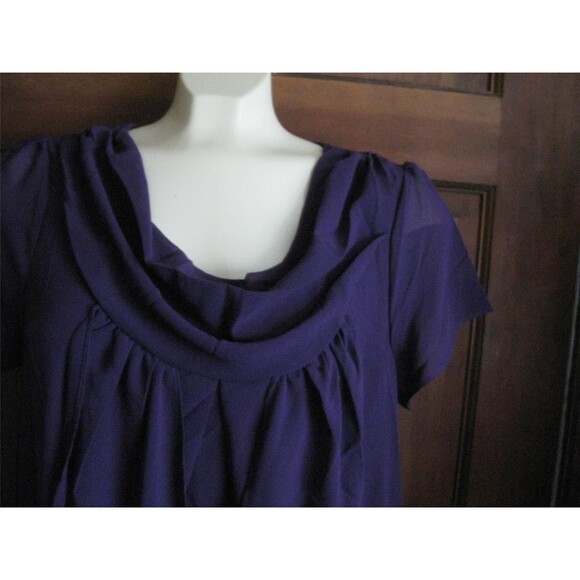 Purple Color Elegant Scoop Neck Short Sleeve Chiffon Dress-Legging Long Top - Picture 1 of 3